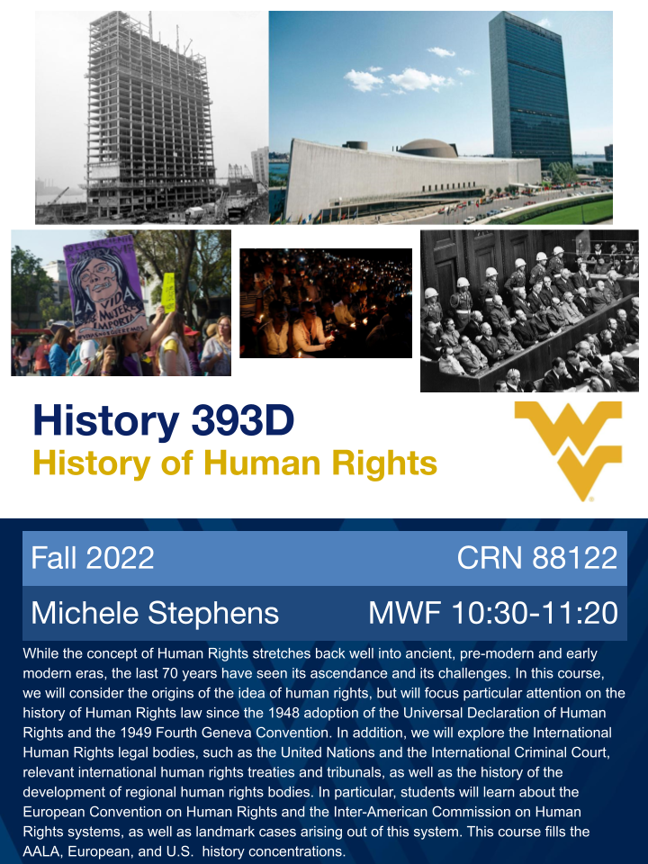 Course Flyer HIST 393D History of Human Rights Taught by Michele Stephens